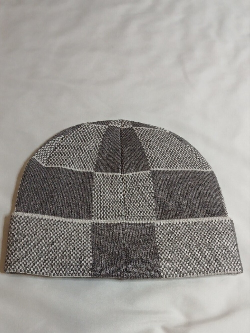 Louis Vuitton Gray & White Checker Knit Beanie - Picture 4 of 4